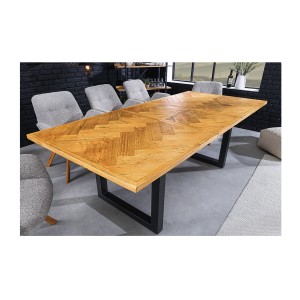 Table de salle à manger LOVARK – Bois recyclé et métal – 140-180 cm – Extensible – Style industriel