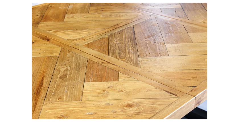 Table de salle à manger LOVARK – Bois recyclé et métal – 140-180 cm – Extensible – Style industriel