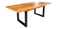Table de salle à manger LOVARK – Bois recyclé et métal – 140-180 cm – Extensible – Style industriel