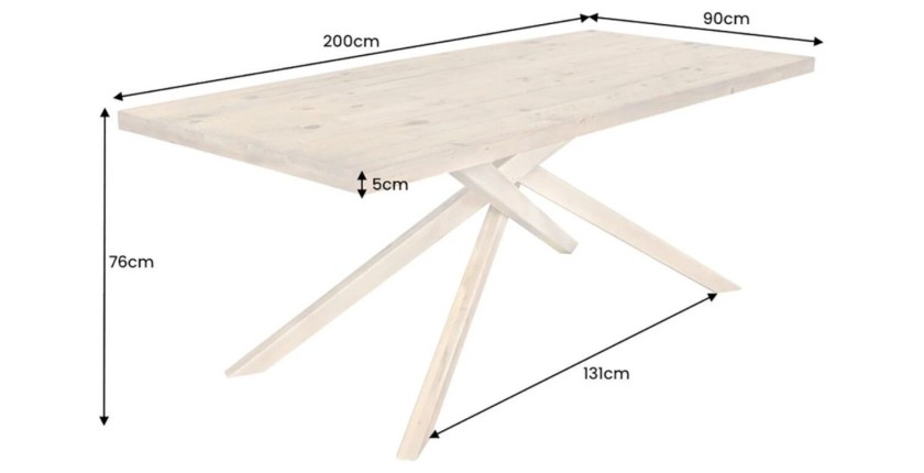Table de salle à manger LOVARK – Bois massif recyclé – 200 cm – Style rustique