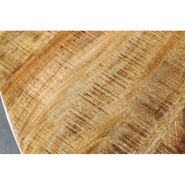 Eettafel LODEN - Massief hout en metaal - 140 cm - Rond - Industriële stijl