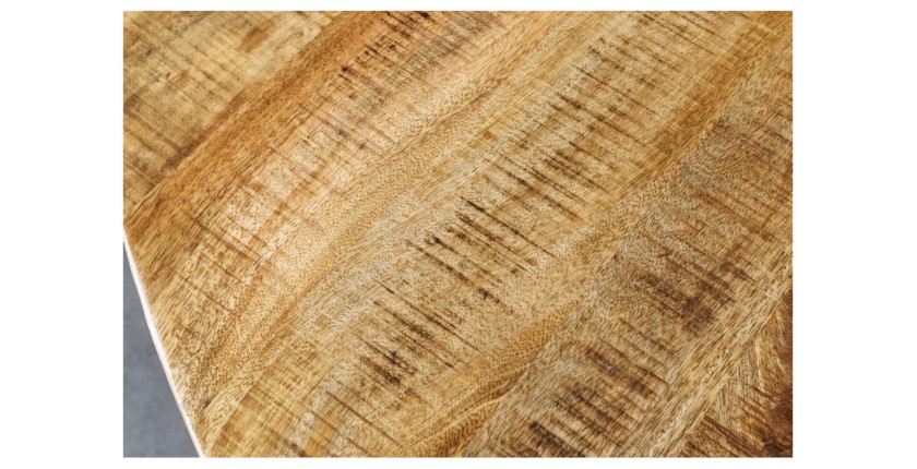 Table de salle à manger LODEN – Bois massif et métal – 140 cm – Ronde – Style industriel