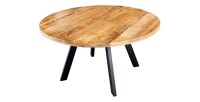 Table de salle à manger LODEN – Bois massif et métal – 140 cm – Ronde – Style industriel