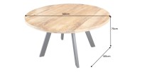 Table de salle à manger LODEN – Bois massif et métal – 140 cm – Ronde – Style industriel