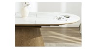 Zoom sur l'extension de la table LUMEA blanche ovale 160cm