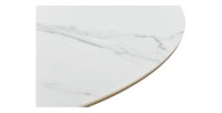 Zoom sur la texture du plateau de la table LUMEA blanche ovale 160cm extensible
