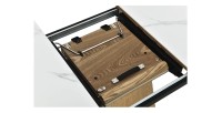 Zoom sur le système d'extension de la table LUMEA blanche ovale 160cm
