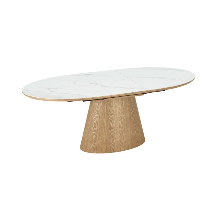 Table LUMEA 160cm extensible ovale blanche