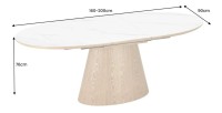 Table LUMEA – Céramique effet marbre blanc et bois – 160-200 cm – Extensible – Forme ovale