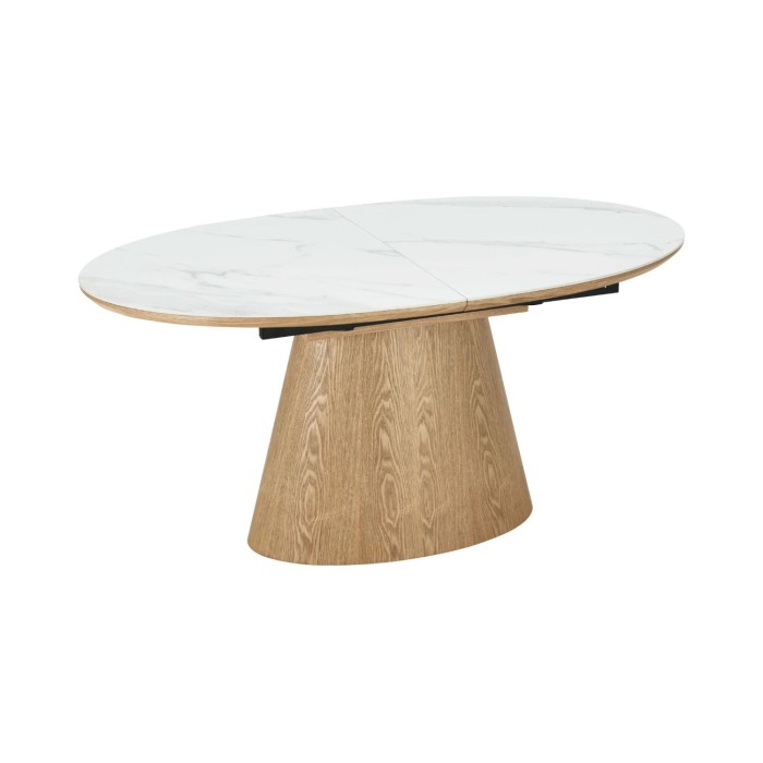 Table LUMEA 160cm extensible ovale blanche sur fond blanc sans extension