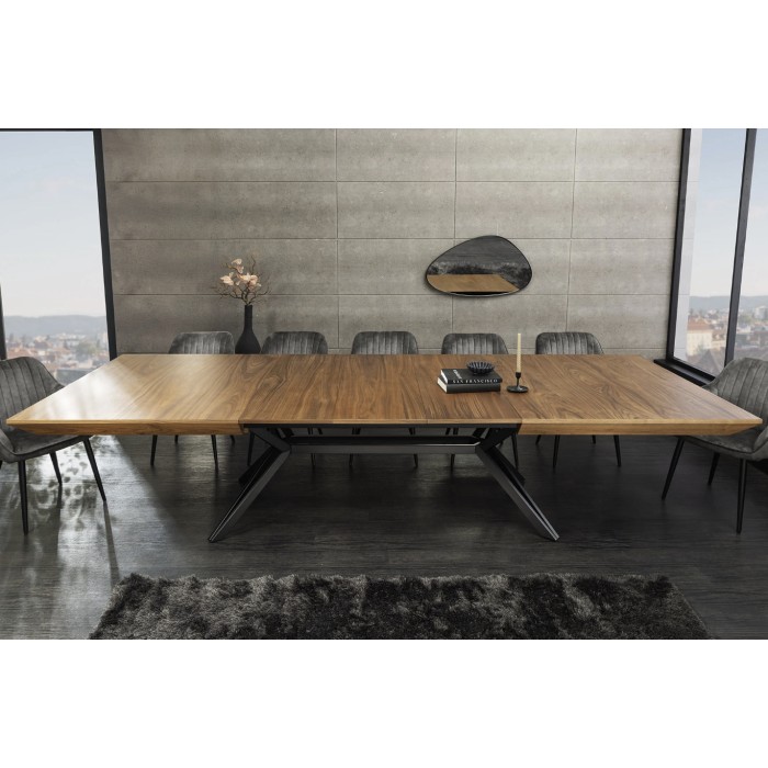 Eettafel RADIAM - Donker notenhout gefineerd MDF en metaal - 200-320 cm - Uitschuifbaar