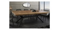 Table de salle à manger RADIAM – MDF plaqué noyer foncé et métal – 200-320 cm – Extensible