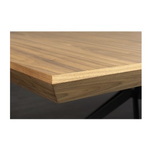 Table de salle à manger RADIAM – MDF plaqué noyer foncé et métal – 200-320 cm – Extensible