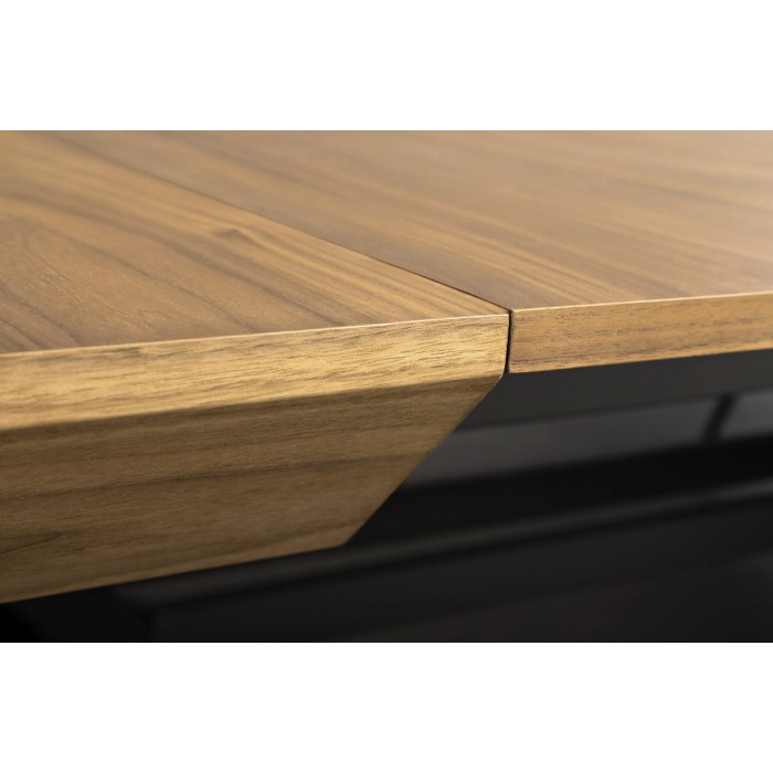 Eettafel RADIAM - Donker notenhout gefineerd MDF en metaal - 200-320 cm - Uitschuifbaar