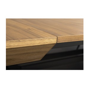Table de salle à manger RADIAM – MDF plaqué noyer foncé et métal – 200-320 cm – Extensible