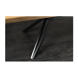 Table de salle à manger RADIAM – MDF plaqué noyer foncé et métal – 200-320 cm – Extensible