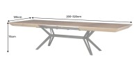 Table de salle à manger RADIAM – MDF plaqué noyer foncé et métal – 200-320 cm – Extensible