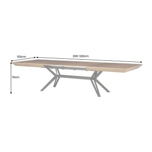 Table de salle à manger RADIAM – MDF plaqué noyer foncé et métal – 200-320 cm – Extensible
