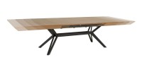 Table de salle à manger RADIAM – MDF plaqué noyer foncé et métal – 200-320 cm – Extensible