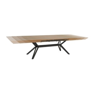 Table de salle à manger RADIAM – MDF plaqué noyer foncé et métal – 200-320 cm – Extensible