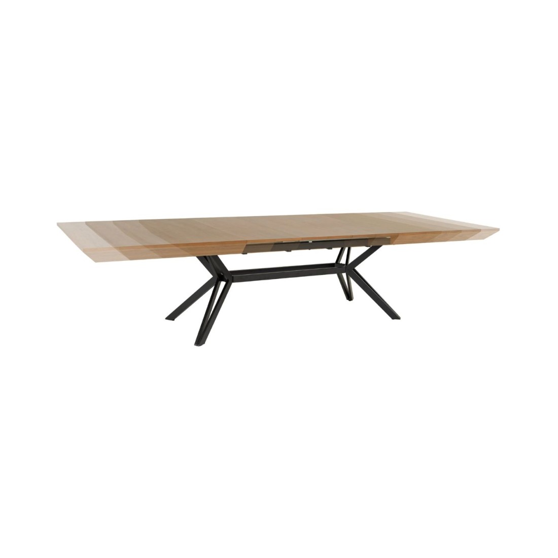 Table de salle à manger RADIAM – MDF plaqué noyer foncé et métal – 200-320 cm – Extensible