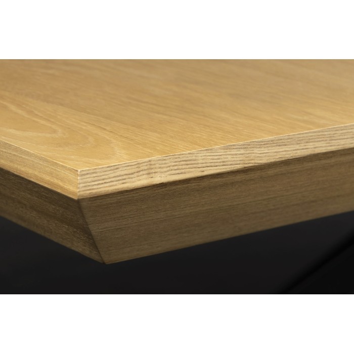 Eettafel RADIAM – MDF met licht notenhoutfineer en metaal – 200-320 cm – Uitschuifbaar