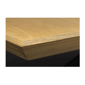 Table de salle à manger RADIAM – MDF plaqué noyer clair et métal – 200-320 cm – Extensible