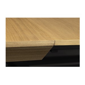 Table de salle à manger RADIAM – MDF plaqué noyer clair et métal – 200-320 cm – Extensible