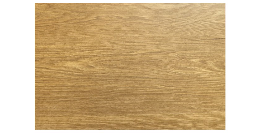 Table de salle à manger RADIAM – MDF plaqué noyer clair et métal – 200-320 cm – Extensible