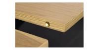 Table de salle à manger RADIAM – MDF plaqué noyer clair et métal – 200-320 cm – Extensible