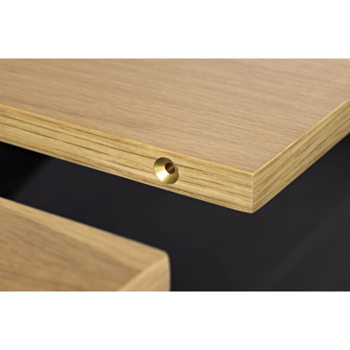 Eettafel RADIAM – MDF met licht notenhoutfineer en metaal – 200-320 cm – Uitschuifbaar