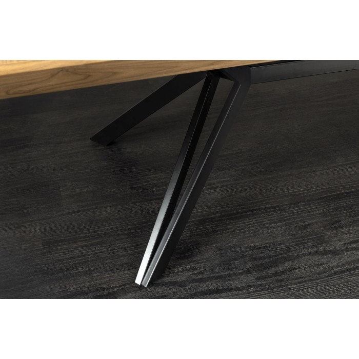 Eettafel RADIAM – MDF met licht notenhoutfineer en metaal – 200-320 cm – Uitschuifbaar