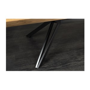 Table de salle à manger RADIAM – MDF plaqué noyer clair et métal – 200-320 cm – Extensible