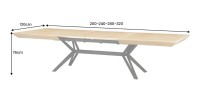 Table de salle à manger RADIAM – MDF plaqué noyer clair et métal – 200-320 cm – Extensible