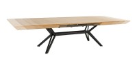 Table de salle à manger RADIAM – MDF plaqué noyer clair et métal – 200-320 cm – Extensible