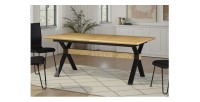 Table de salle à manger RADIAM – MDF plaqué chêne et métal – 180-300 cm – Extensible
