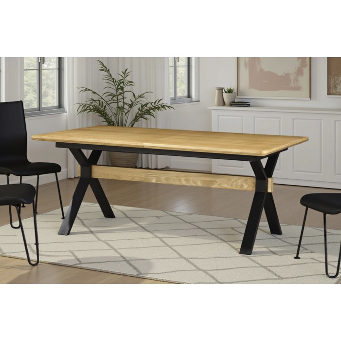 Eettafel RADIAM - Eikenfineer MDF en metaal - 180-300 cm - Uitschuifbaar
