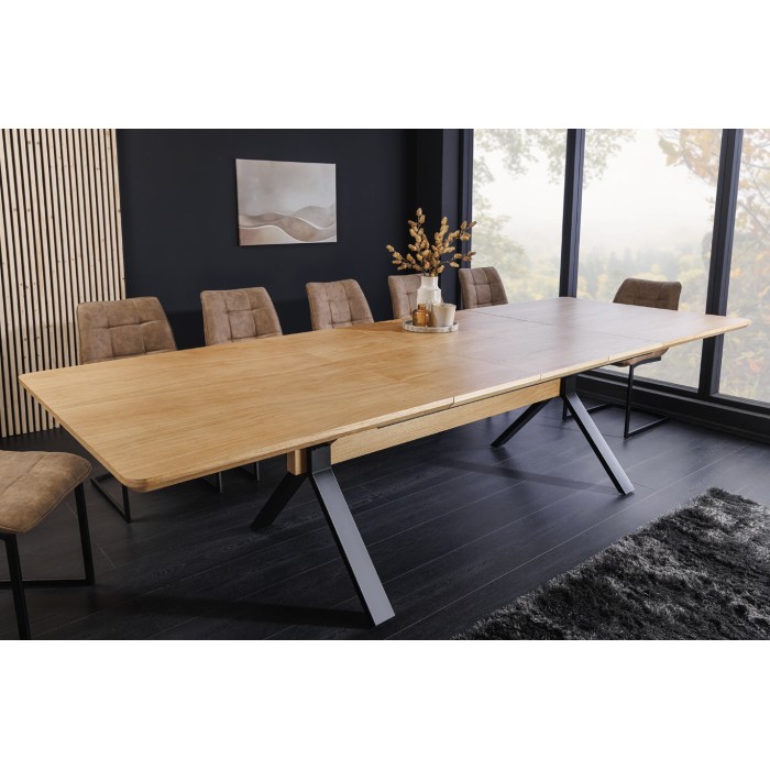 Eettafel RADIAM - Eikenfineer MDF en metaal - 180-300 cm - Uitschuifbaar
