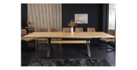 Table de salle à manger RADIAM – MDF plaqué chêne et métal – 180-300 cm – Extensible