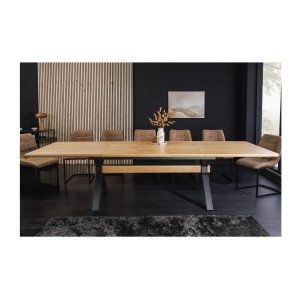 Table de salle à manger RADIAM – MDF plaqué chêne et métal – 180-300 cm – Extensible