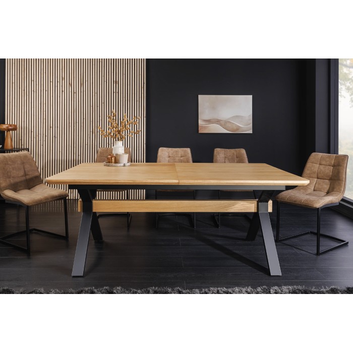 Eettafel RADIAM - Eikenfineer MDF en metaal - 180-300 cm - Uitschuifbaar