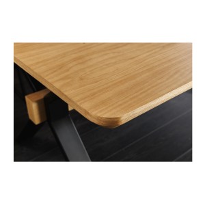 Table de salle à manger RADIAM – MDF plaqué chêne et métal – 180-300 cm – Extensible