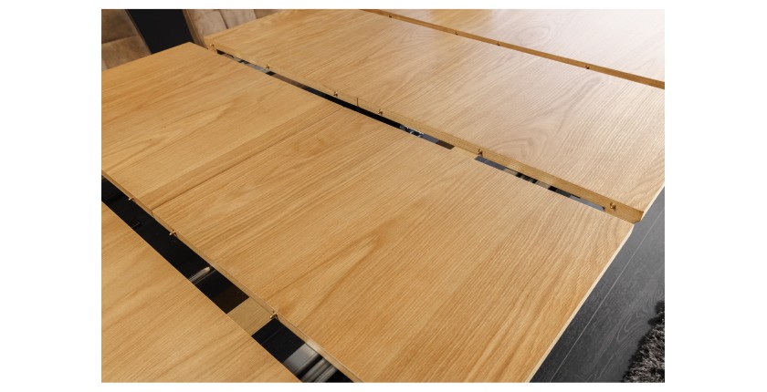 Table de salle à manger RADIAM – MDF plaqué chêne et métal – 180-300 cm – Extensible