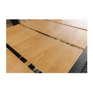 Table de salle à manger RADIAM – MDF plaqué chêne et métal – 180-300 cm – Extensible