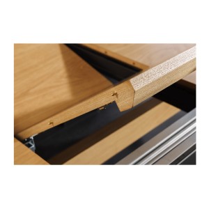 Table de salle à manger RADIAM – MDF plaqué chêne et métal – 180-300 cm – Extensible