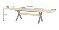 Table de salle à manger RADIAM – MDF plaqué chêne et métal – 180-300 cm – Extensible
