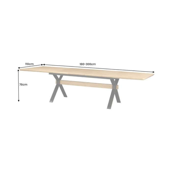 Eettafel RADIAM - Eikenfineer MDF en metaal - 180-300 cm - Uitschuifbaar