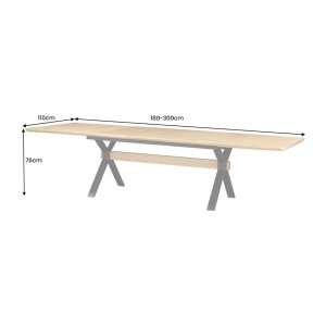 Table de salle à manger RADIAM – MDF plaqué chêne et métal – 180-300 cm – Extensible