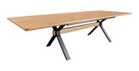 Table de salle à manger RADIAM – MDF plaqué chêne et métal – 180-300 cm – Extensible