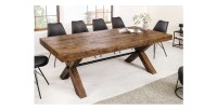 Table de salle à manger DIVANI – Bois massif et métal – 210 cm – Style rustique